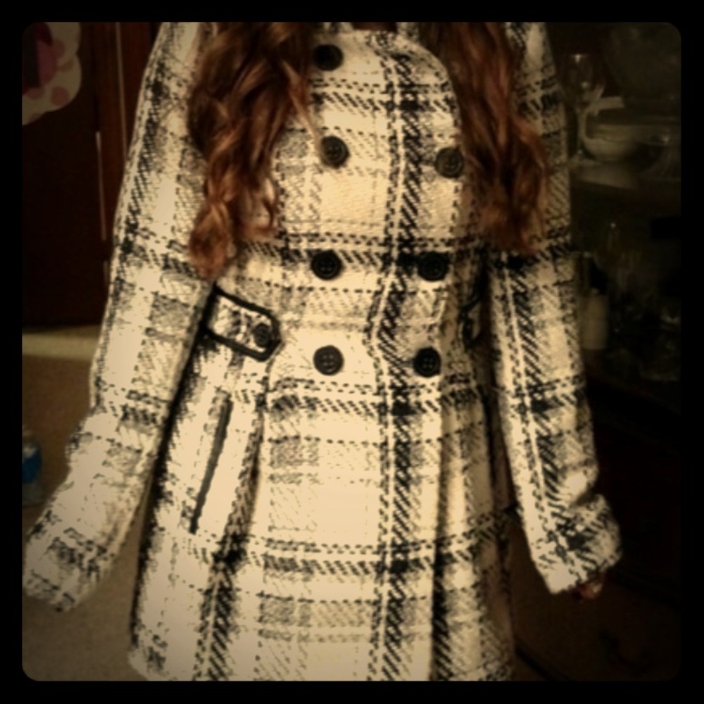 black and white coat
